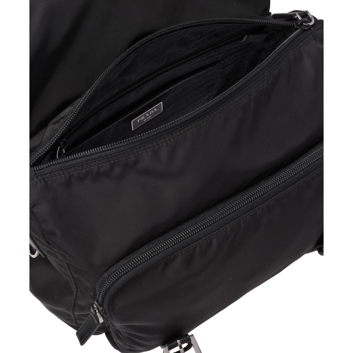 Prada Black Nylon Triangle Logo Messenger Bag