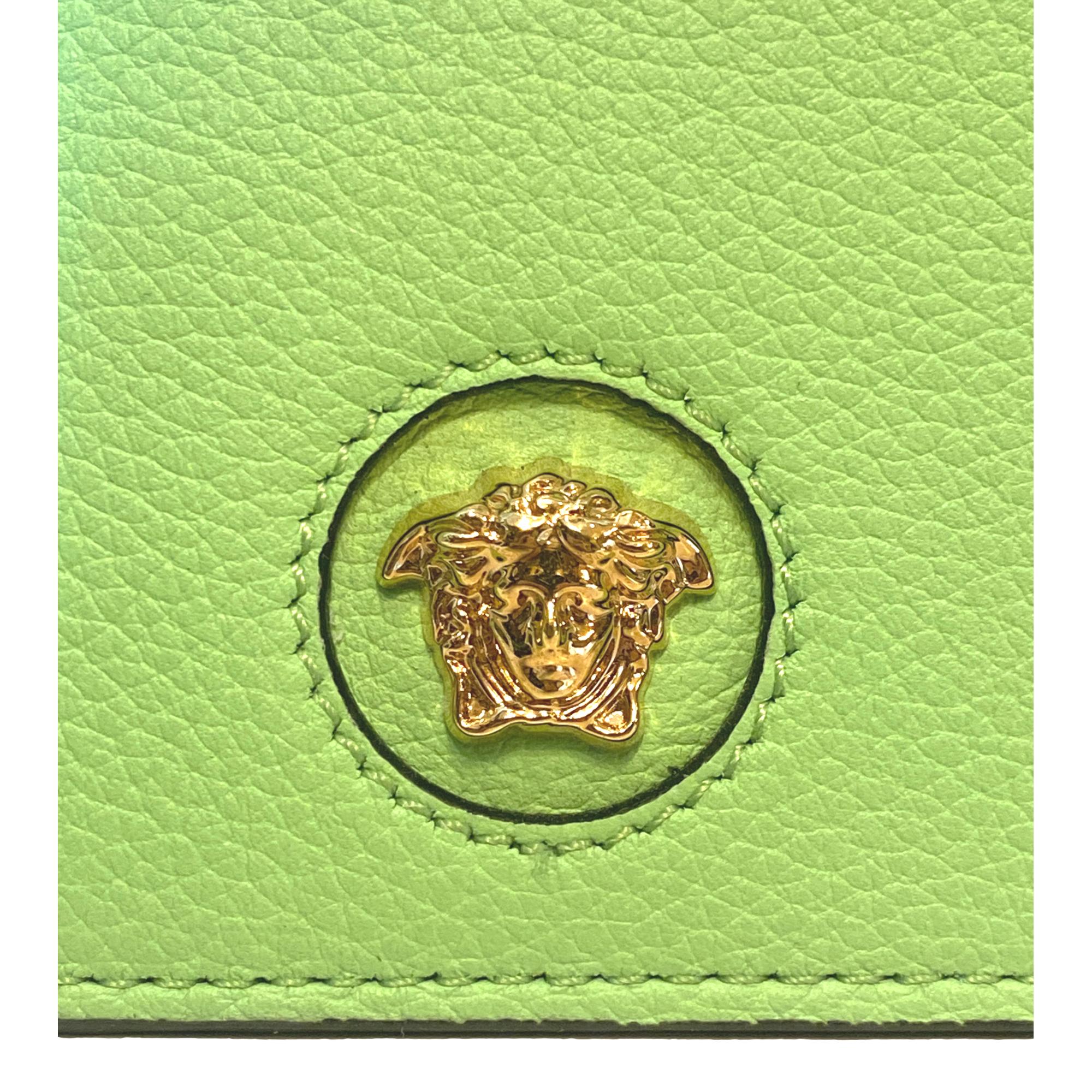 Versace La Medusa Green Vitello Card Case Key Chain