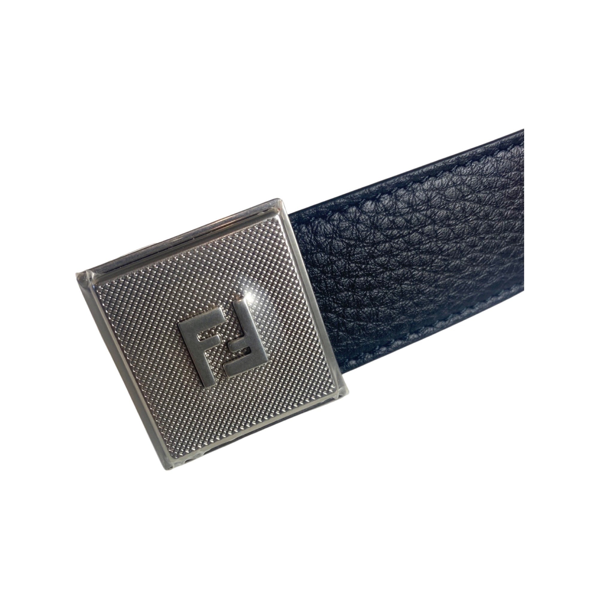 Fendi Black White Reversible Grained Leather Belt 110
