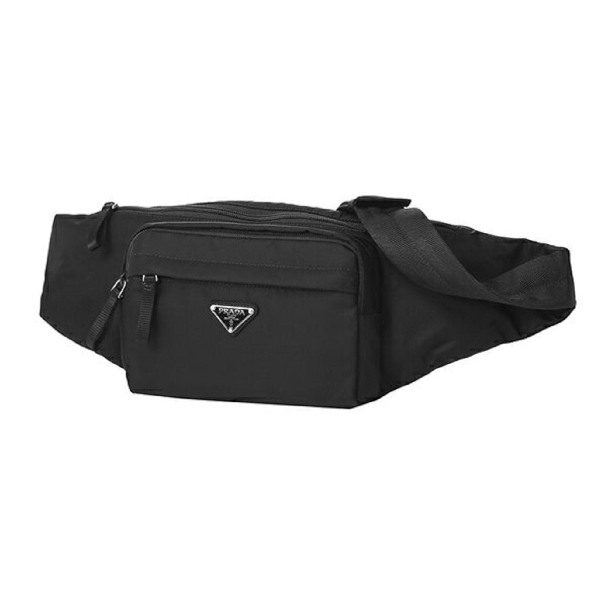 Prada Marsupio Tessuto Nylon Triangle Logo Black Belt Bag