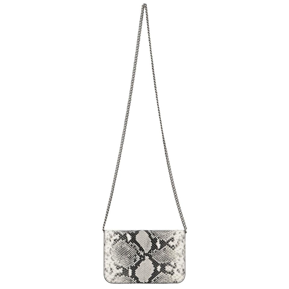 Balenciaga B Python Print Calfskin Leather Wallet on Chain Bag 593615