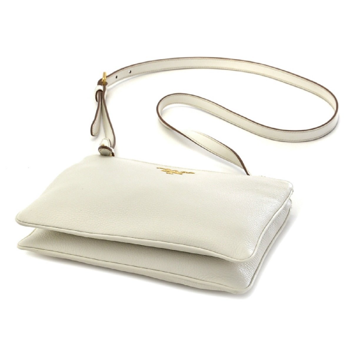Prada White Leather Vitello Phenix Crossbody Bag