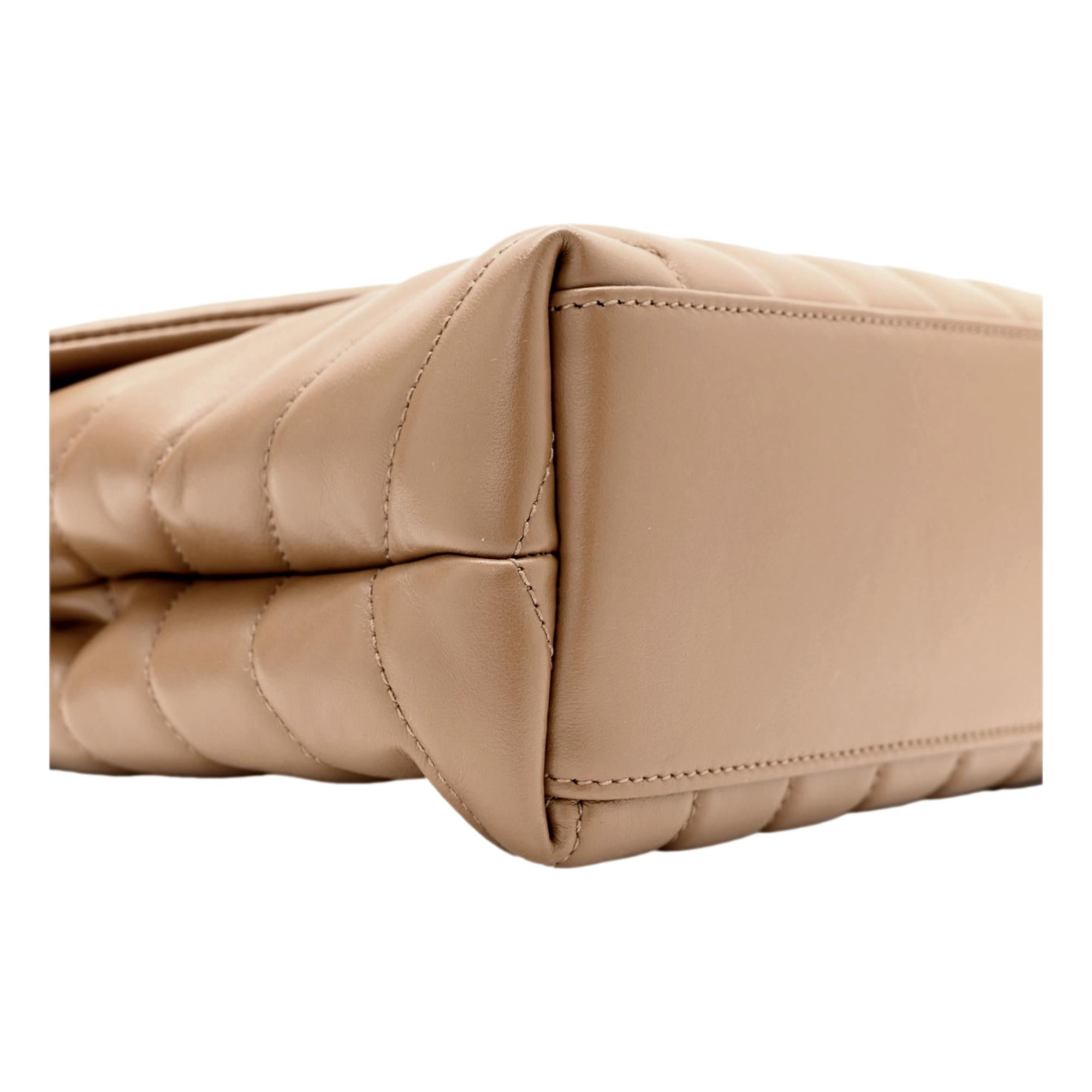 Saint Laurent Loulou Monogram Tan Quilted Leather Small Shoulder Bag