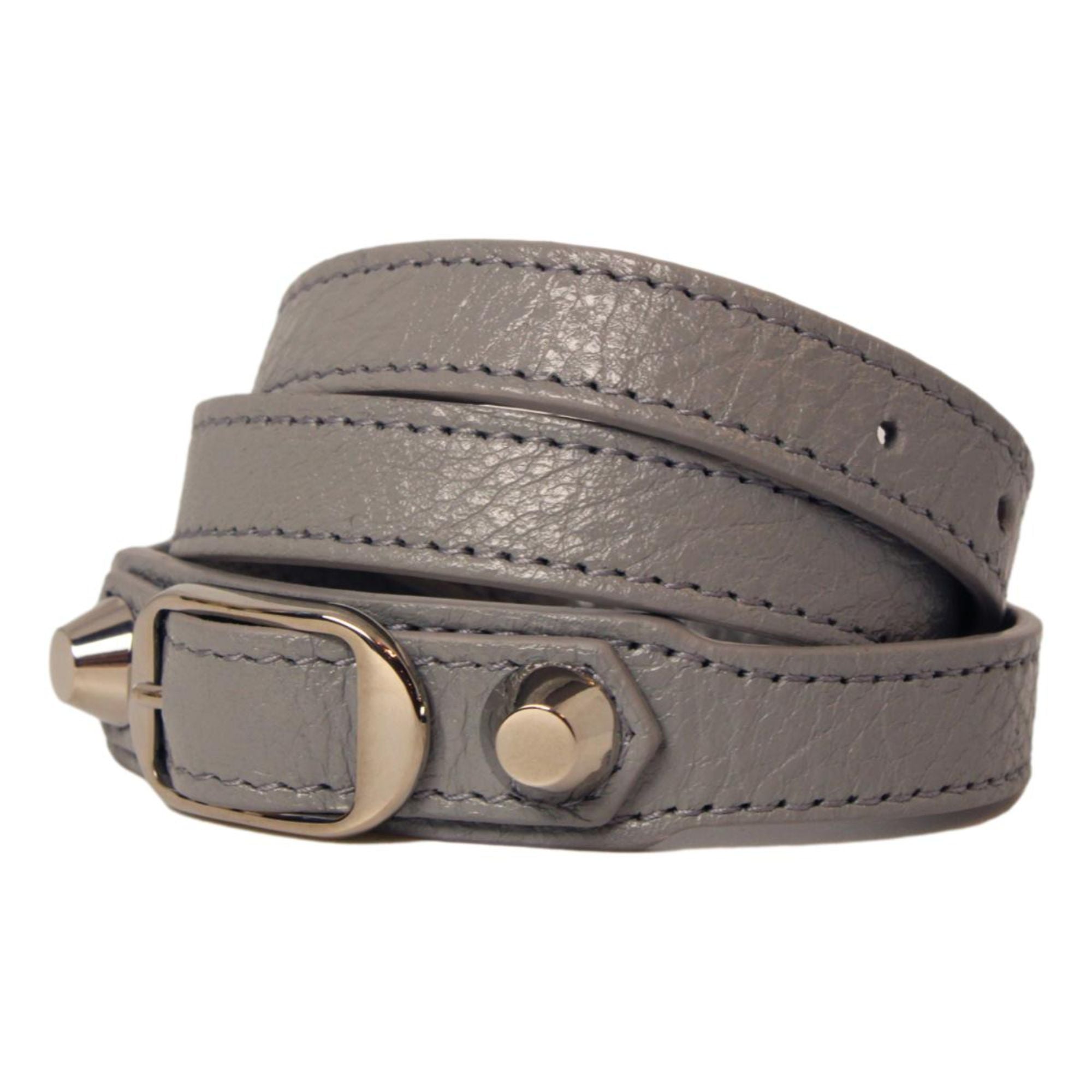 Balenciaga Arena Grey Lambskin Leather Wrap Bracelet