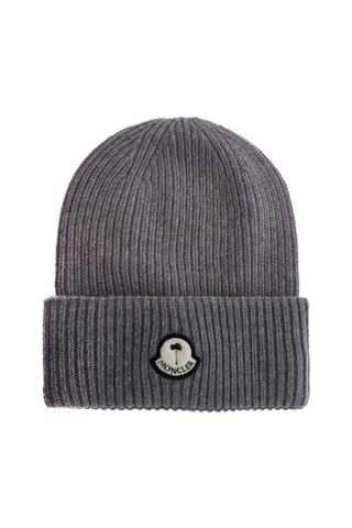 Moncler X Palm Angels gray ribbed virgin wool hat