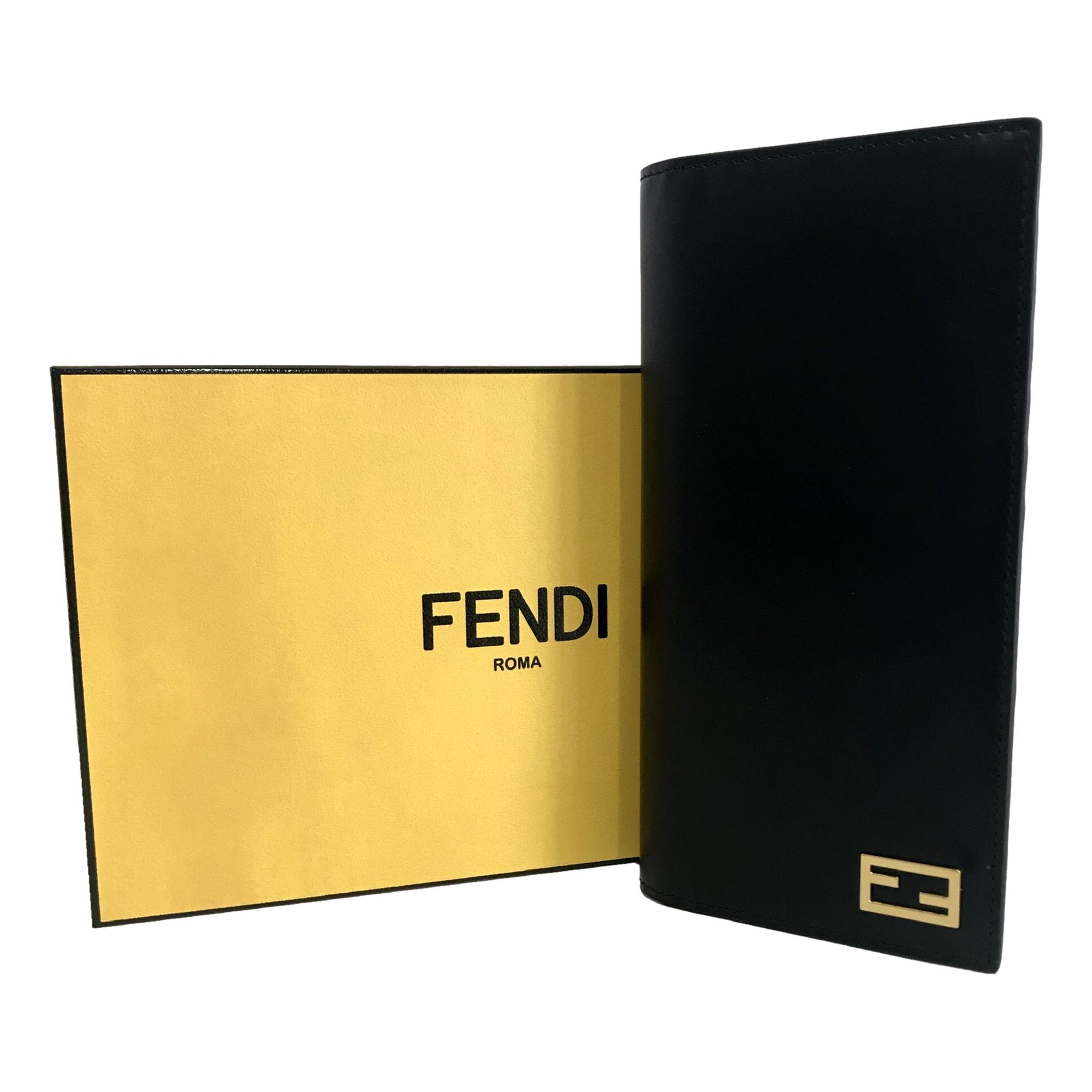 Fendi Baguette Nero Palmellato Leather Continental Vertical Wallet