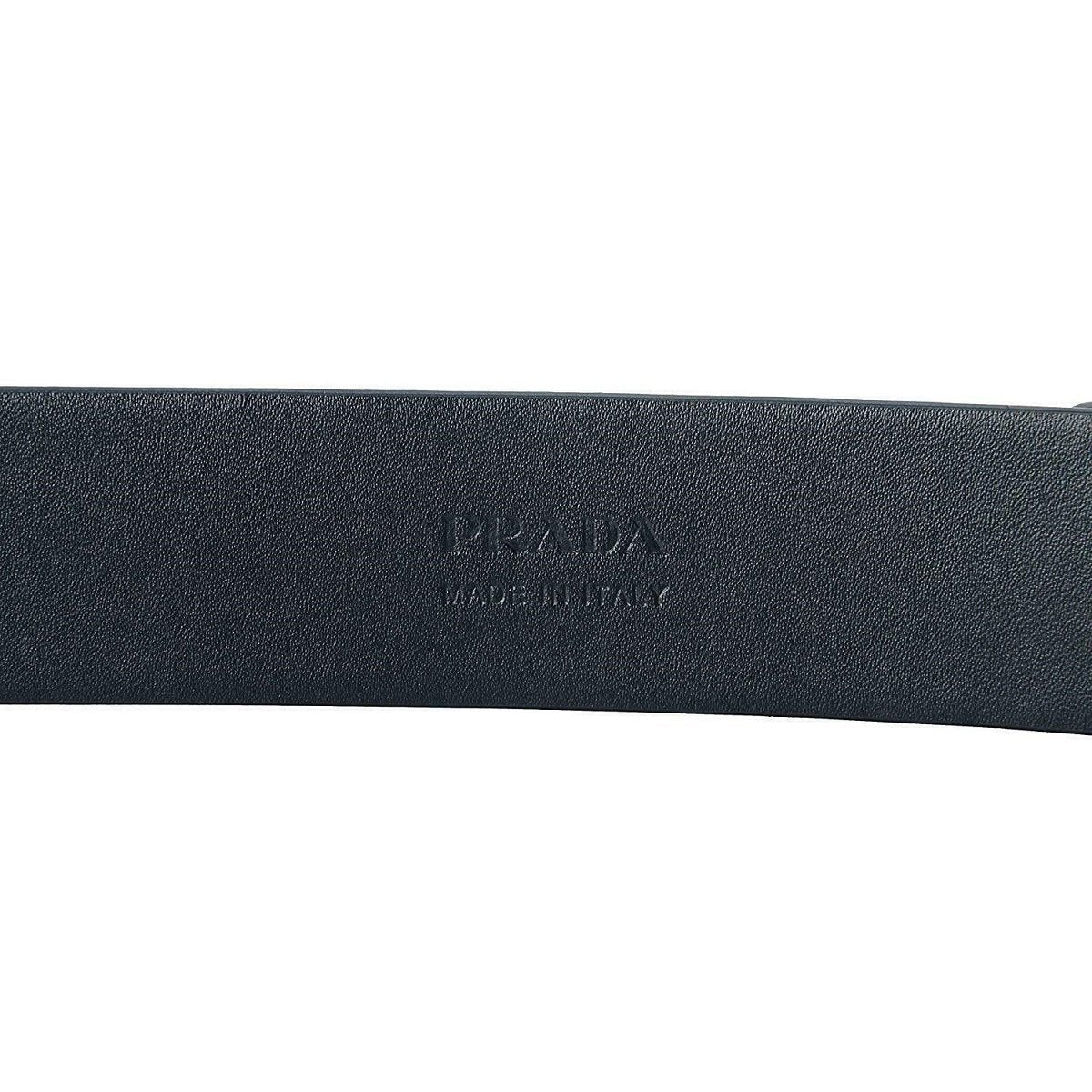 Prada Navy Saffiano Leather Belt  Silver Belt Buckle 2CM046 90-36