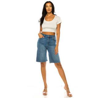 Black Pearl Clothing - Denim Bermuda Shorts: MEDIUM INDIGO
