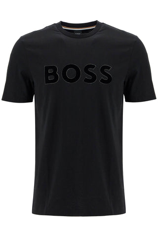 Boss flocked logo t-shirt with