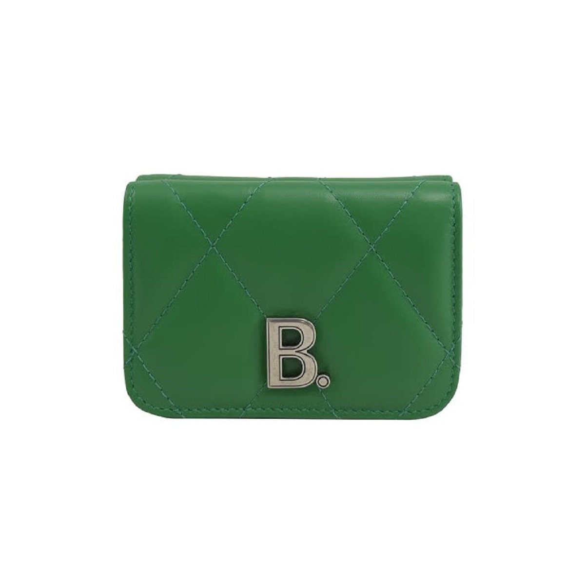 Balenciaga Стеганый мини-кошелек тройного сложения из кожи наппа Touch Leaf Green 617781