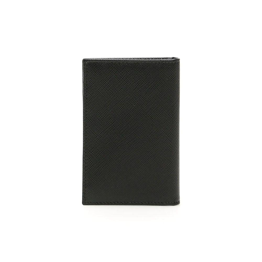 Prada Men's Saffiano Leather Vertical Card Black Holder