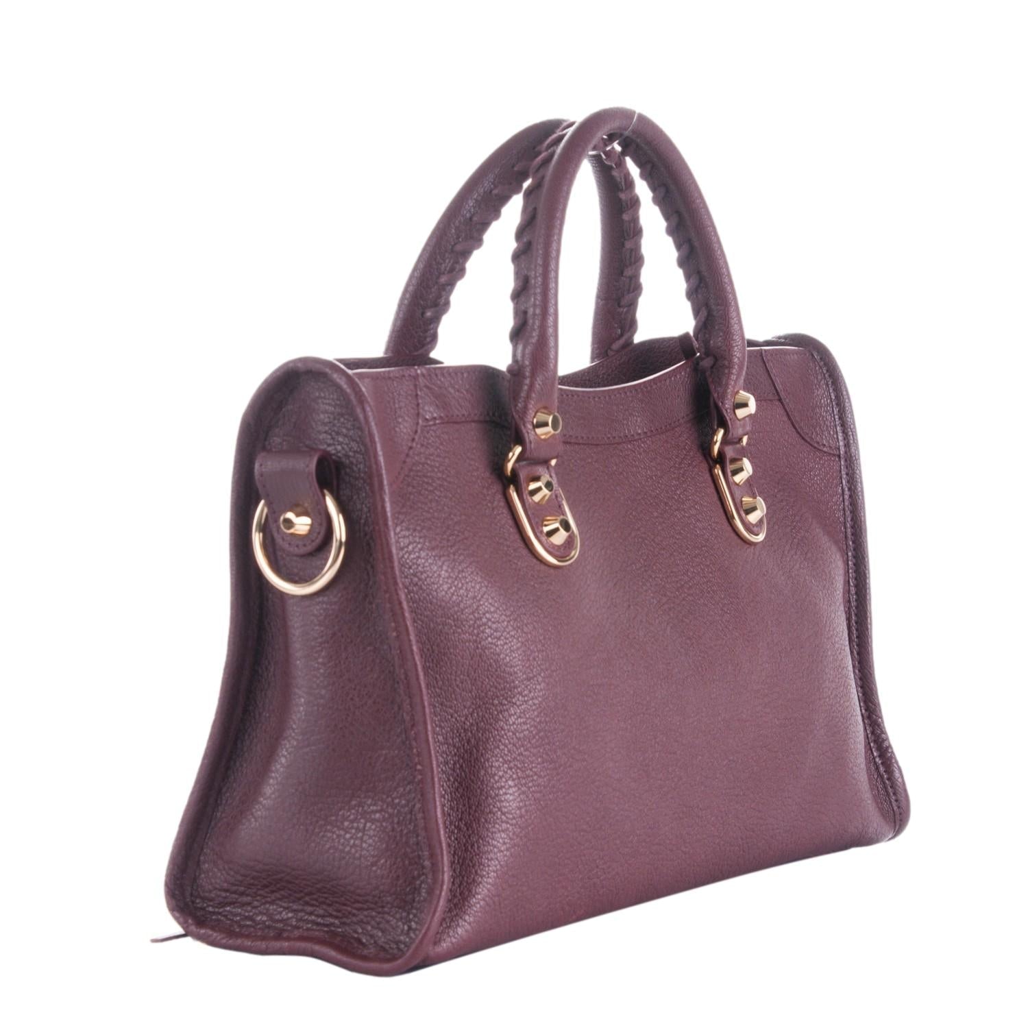 Balenciaga City Prune Purple Goat Leather Small Shoulder Bag 432831