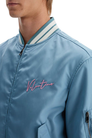 Valentino Garavani nylon bomber jacket with embroidery and print.