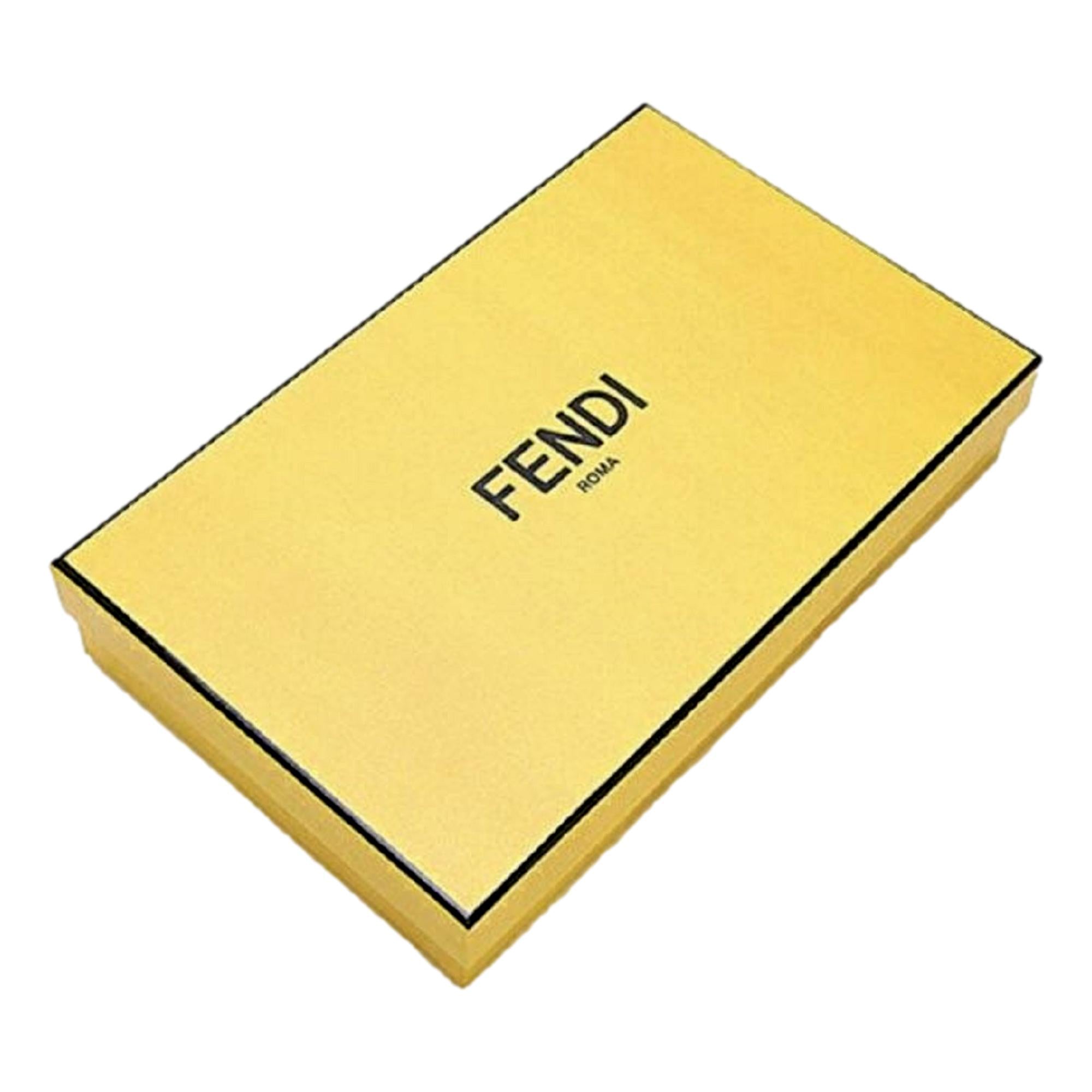 Fendi F is Fendi Yellow Leather Vertigo Print Long Wallet