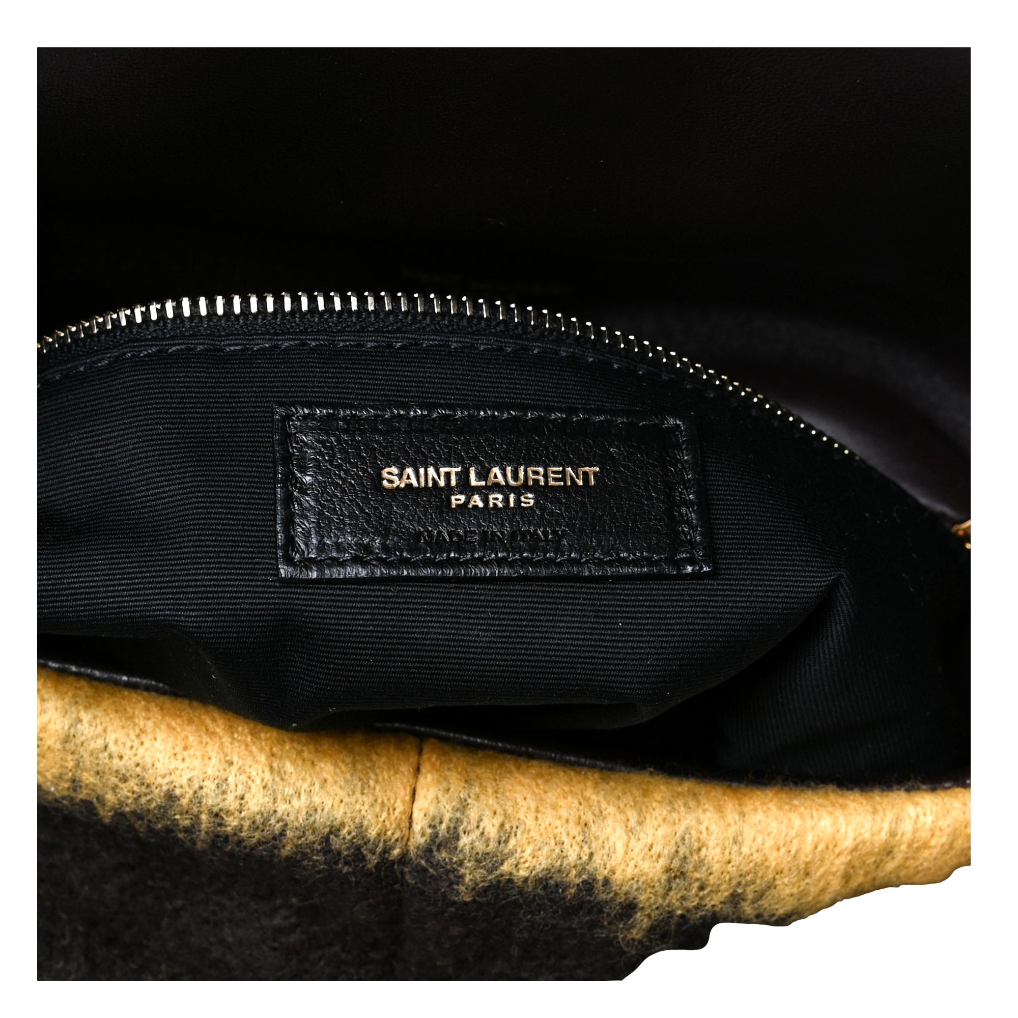 Saint Laurent Loulou Puffer Yellow Brown Tie Dye Wool Shoulder Bag 577476