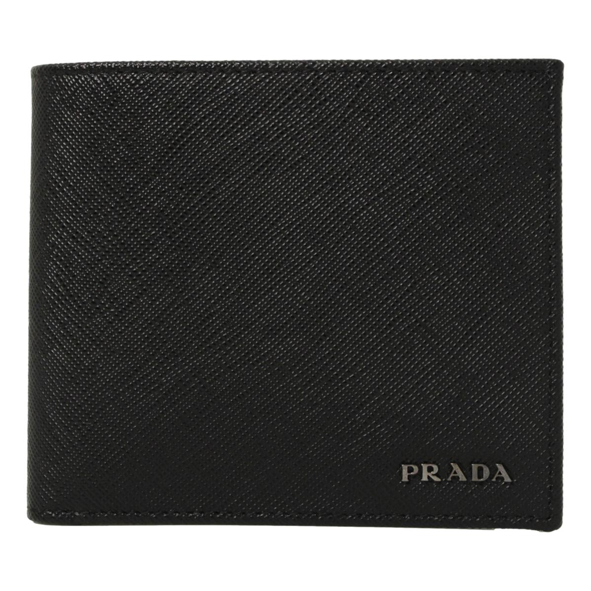 Prada Men's Nero Black Saffiano Leather Logo Billfold Bifold Wallet