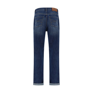 Brunello Cucinelli Blue Cotton Straight-Leg Jeans