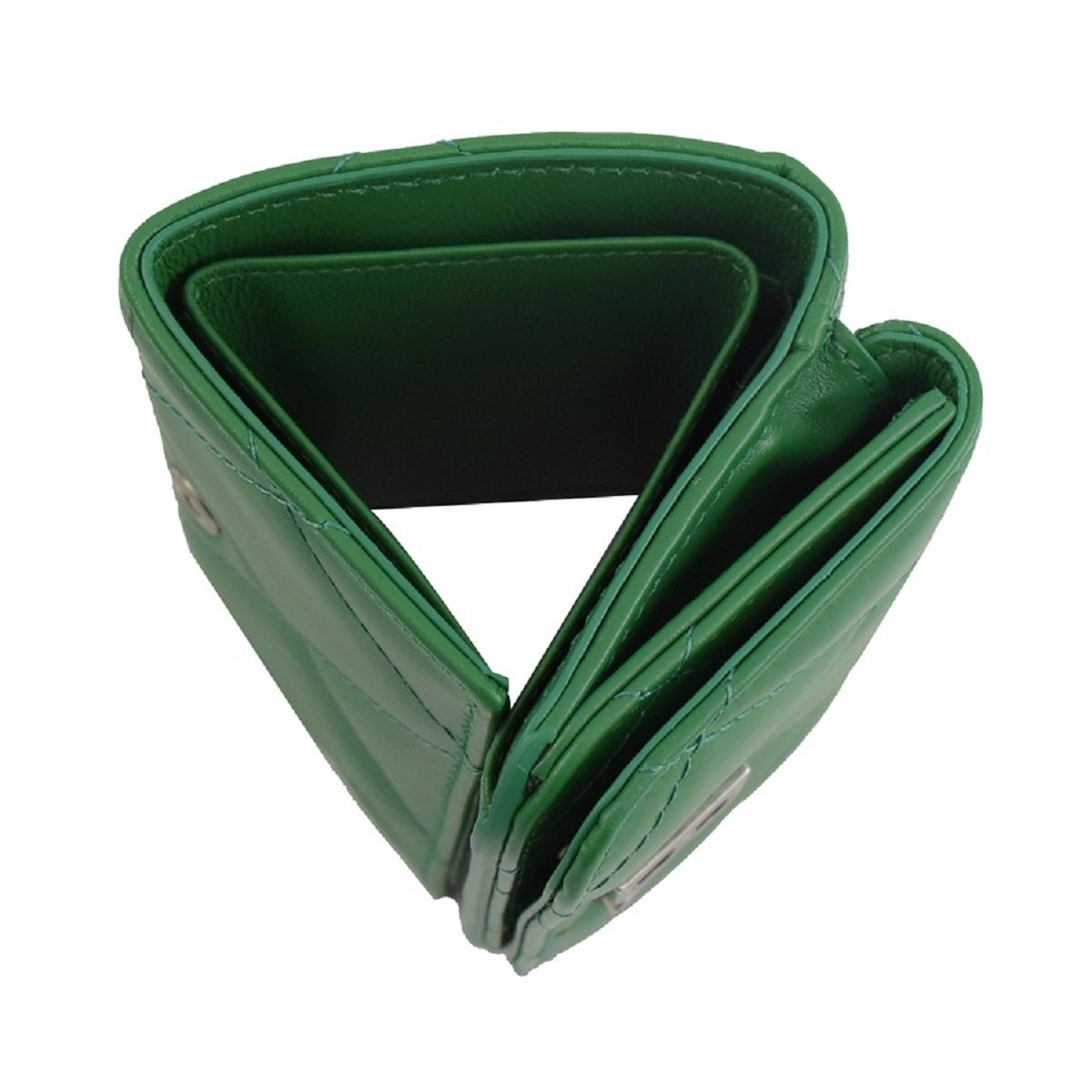 Balenciaga Стеганый мини-кошелек тройного сложения из кожи наппа Touch Leaf Green 617781