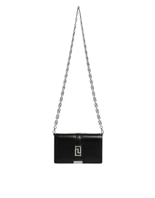 Versace Black Calfskin Leather Chain Strap Shoulder Crossbody Bag