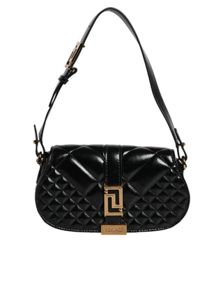 Versace Black Calf Leather Quilted Shoulder Strap Bag