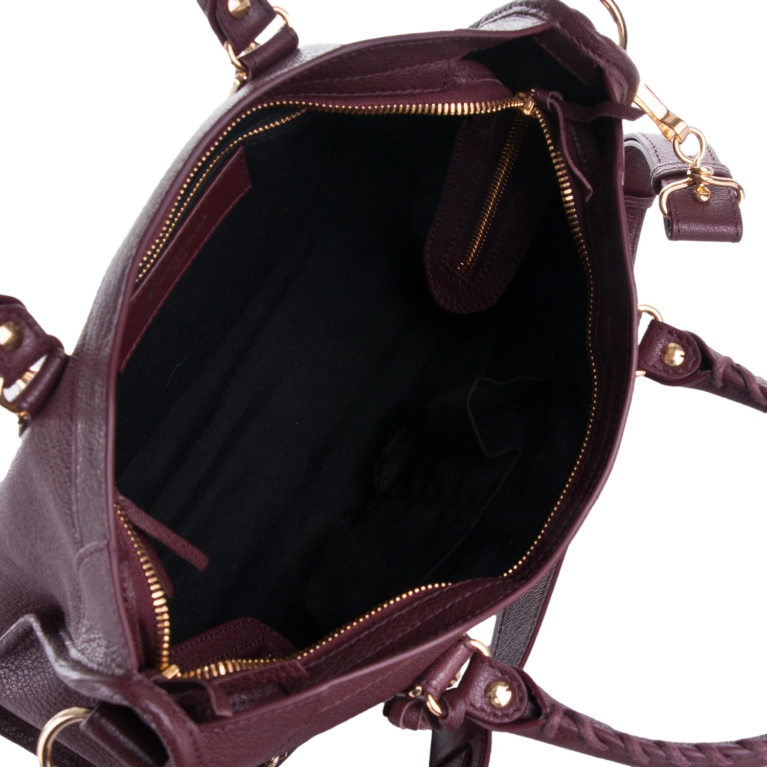 Balenciaga Маленькая сумка на плечо City Prune Purple из козьей кожи 432831