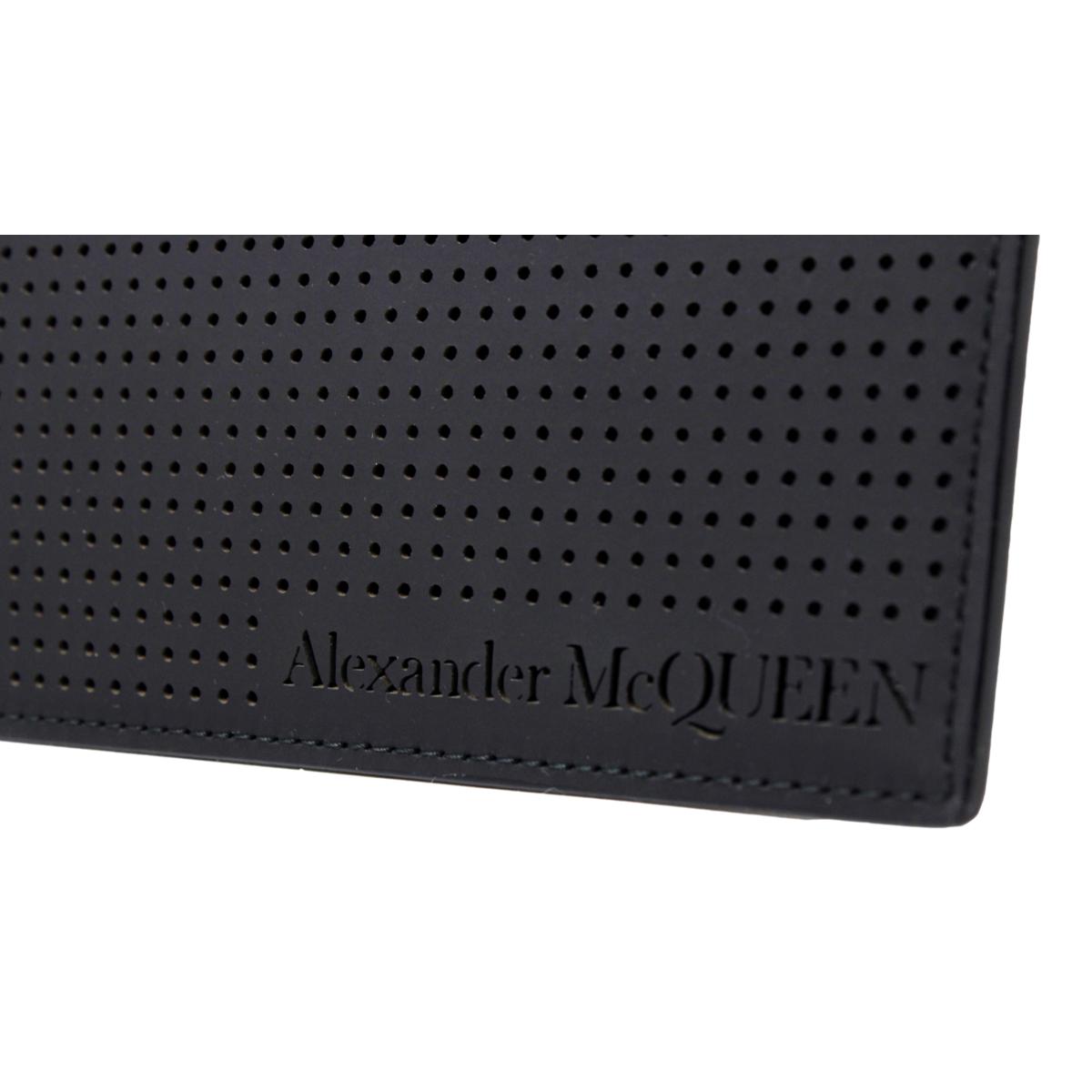 Alexander McQueen Black Leather Perforated Flat Pouch 560472