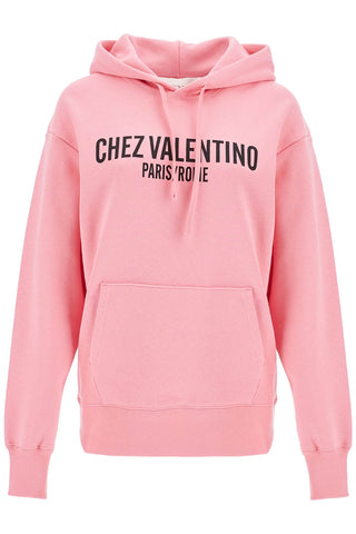 Valentino Garavani pink cotton hoodie with kangaroo pocket