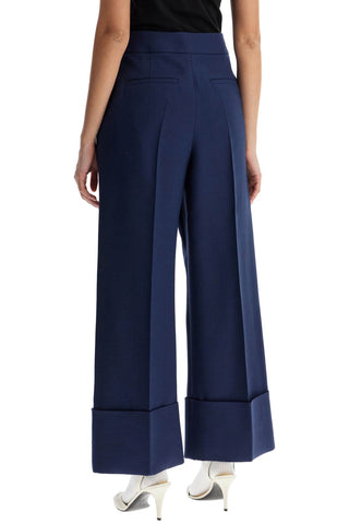 Valentino Garavani high-waisted wide leg pants in silk and wool indigo