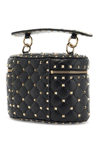 Valentino Garavani black quilted leather cylindrical vanity bag with chain