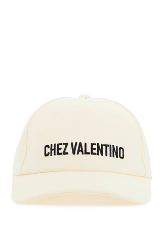 Valentino Garavani ivory cotton baseball cap with adjustable embroidered logo