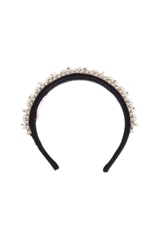 Valentino Garavani headband with pearls and crystals black 2.5 cm