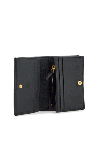 Valentino Garavani portafoglio french wallet compatto in pelle nera con patta