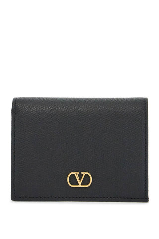 Valentino Garavani portafoglio french wallet compatto in pelle nera con patta