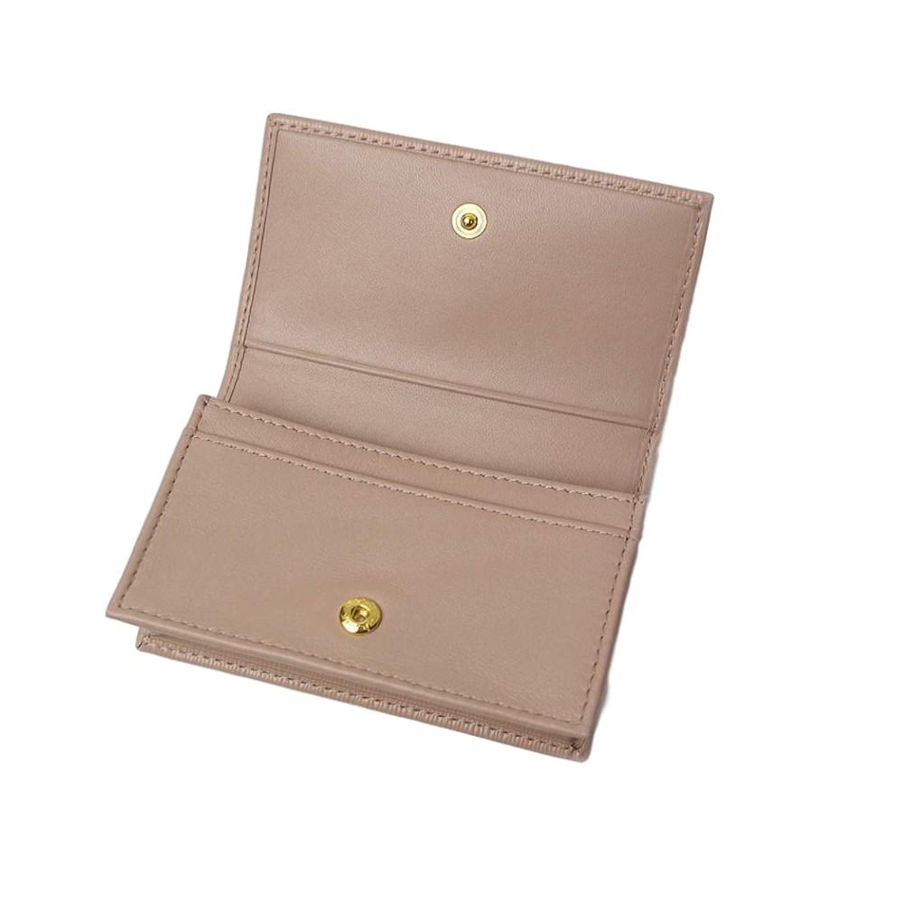 Prada Vitello Move Cipria Beige Leather Mini Cardholder Snap Wallet