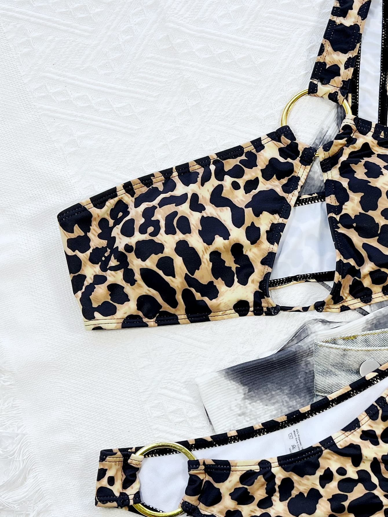 One Shoulder Leopard Print Bikini