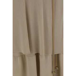 Quira Beige Silk Long Skirt