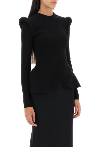 Alexander Mcqueen Ribbed Peplum Sweater