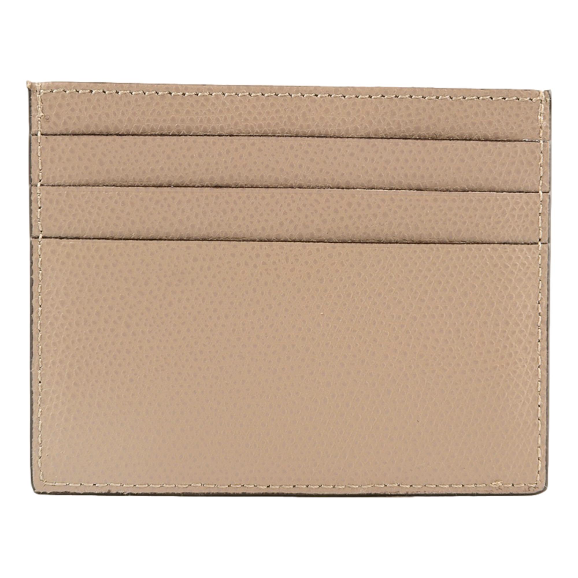 Fendi F Logo Beige Leather Card Case Wallet