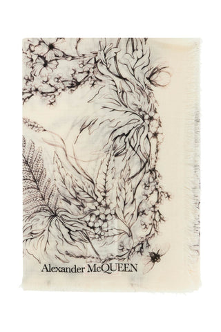 Alexander Mcqueen "wool Stole With Botanical Print"