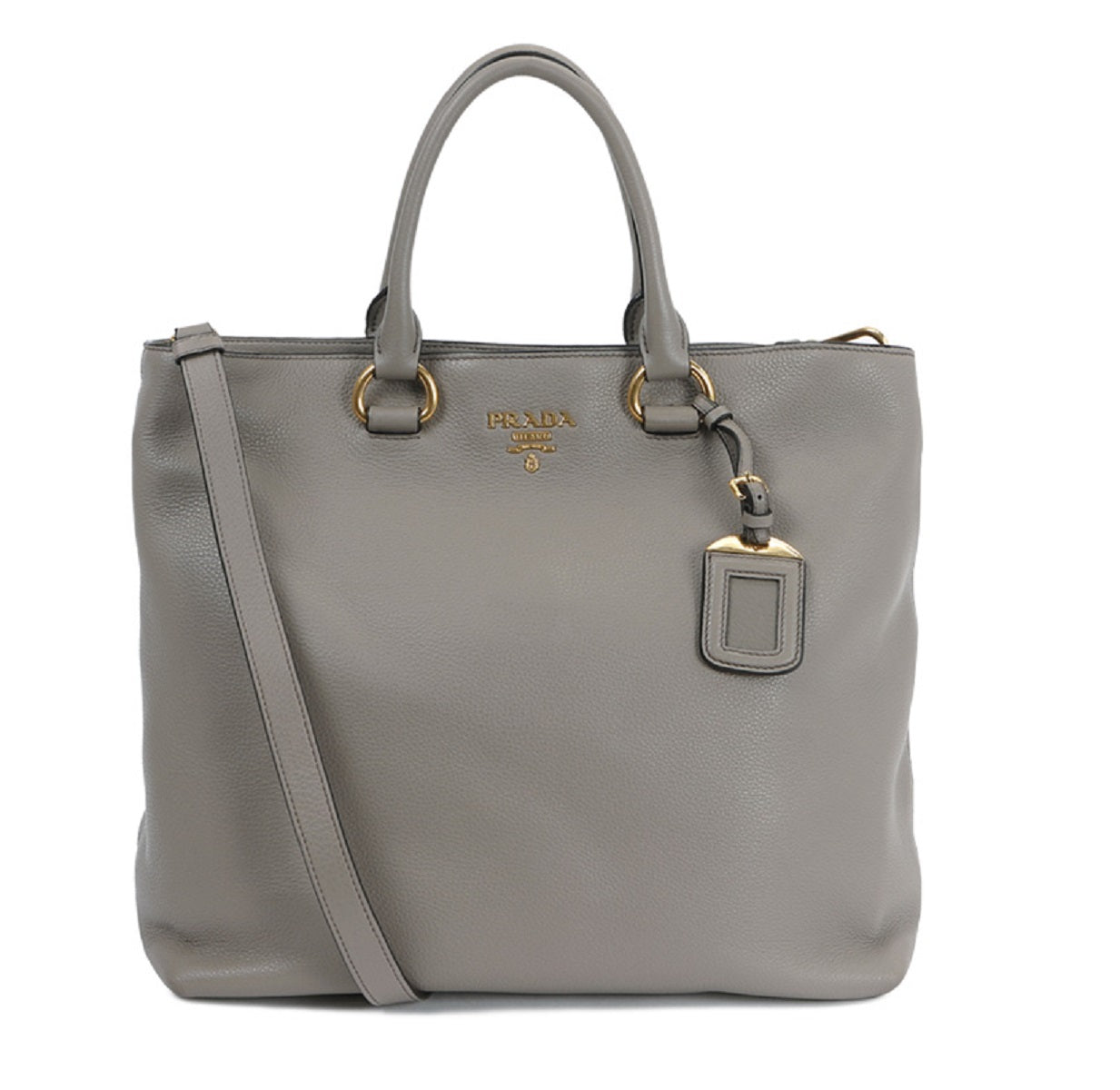 Prada Gray Vitello Phenix Shopping Tote Bag
