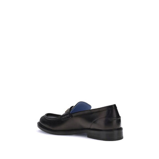 Versace Black Calf Leather Bos Taurus Slip-On Loafers