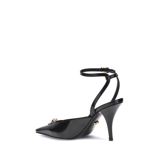 Versace Black Calf Leather Bos Taurus High Heel Pumps