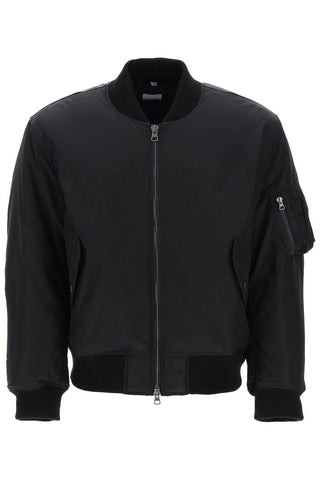 Burberry 'graves' Padded Bomber Jacket With Back Emblem Embroidery