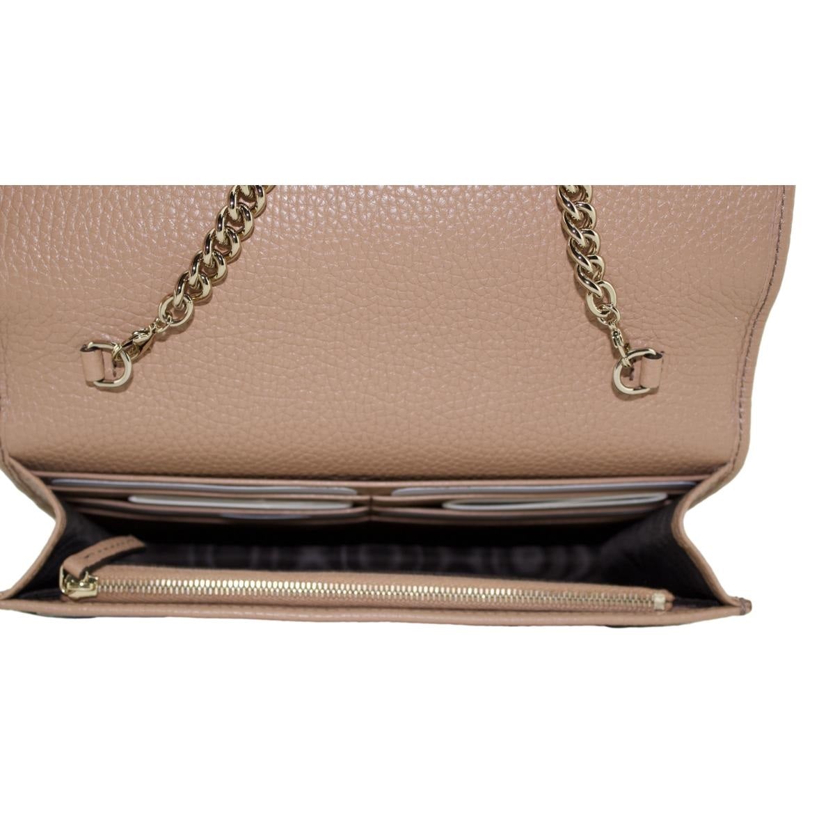 Gucci Soho Wallet on Chain Camelia Beige Leather Crossbody Clutch Bag