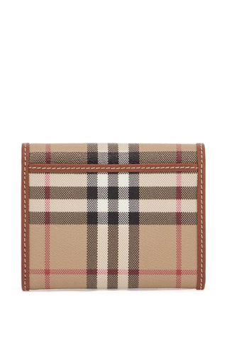 Burberry compact beige tartan wallet in polyurethane with gold buttons