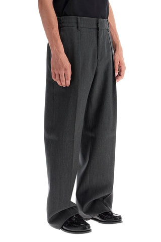 Burberry Wide Woolen Checked Trousers