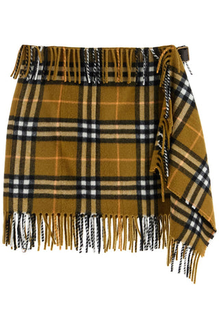 Burberry ered wool and cashmere scarf-style mini skirt