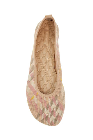 Burberry beige check knit ballerinas with rubber sole