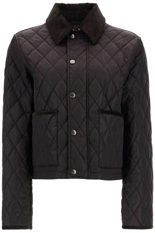 Burberry black quilted nylon cropped jacket with high collar