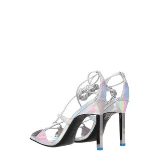 The Attico Gray Leather Stiletto Heel Sandals